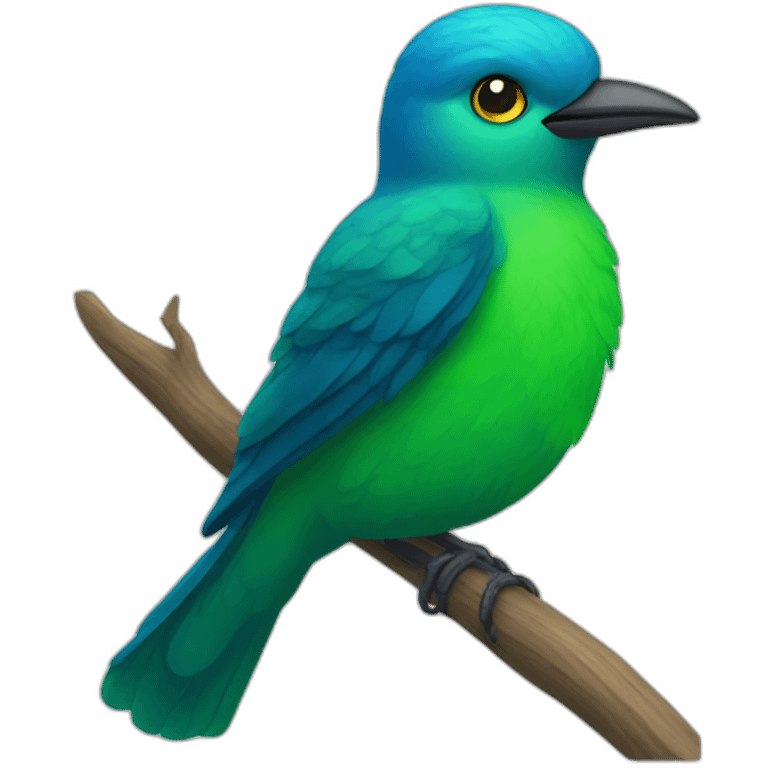 blue chested green bird emoji