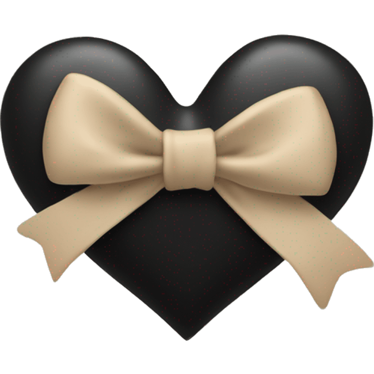 black heart with beige bow emoji