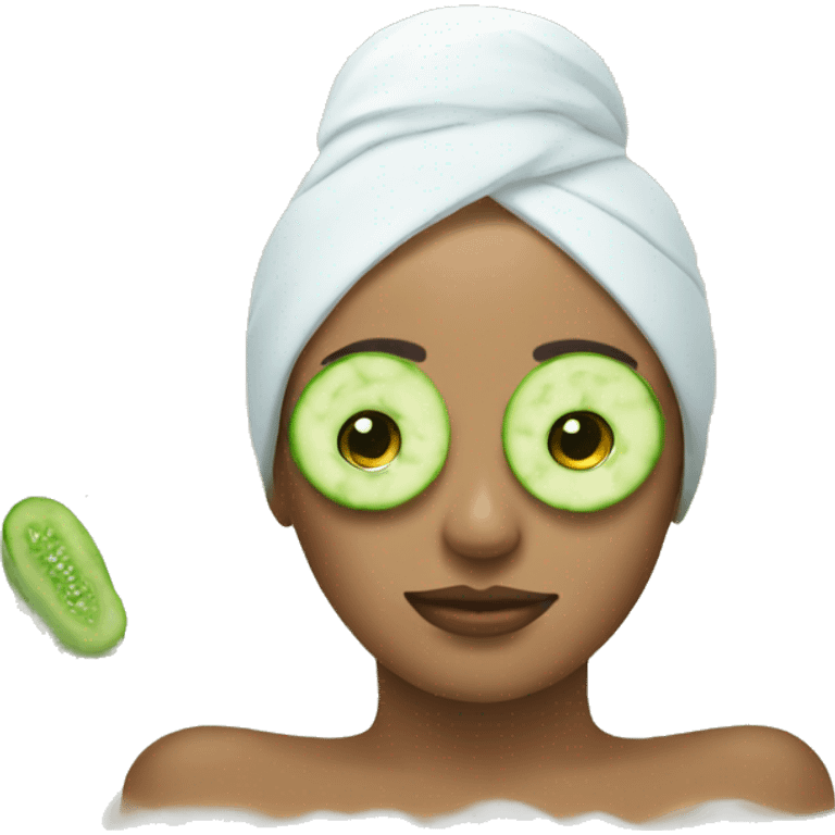 Spa with cucumbers on eyes emoji