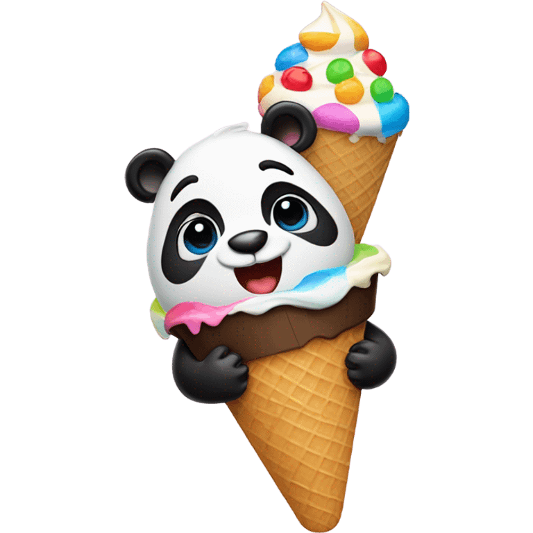 Panda eating ice cream emoji