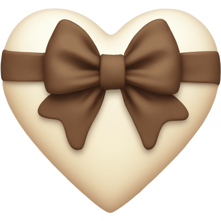 Cream heart with brown bow emoji