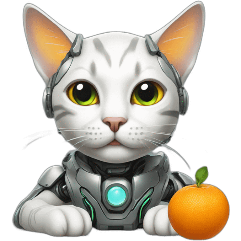 cyborg cat with tangerines emoji