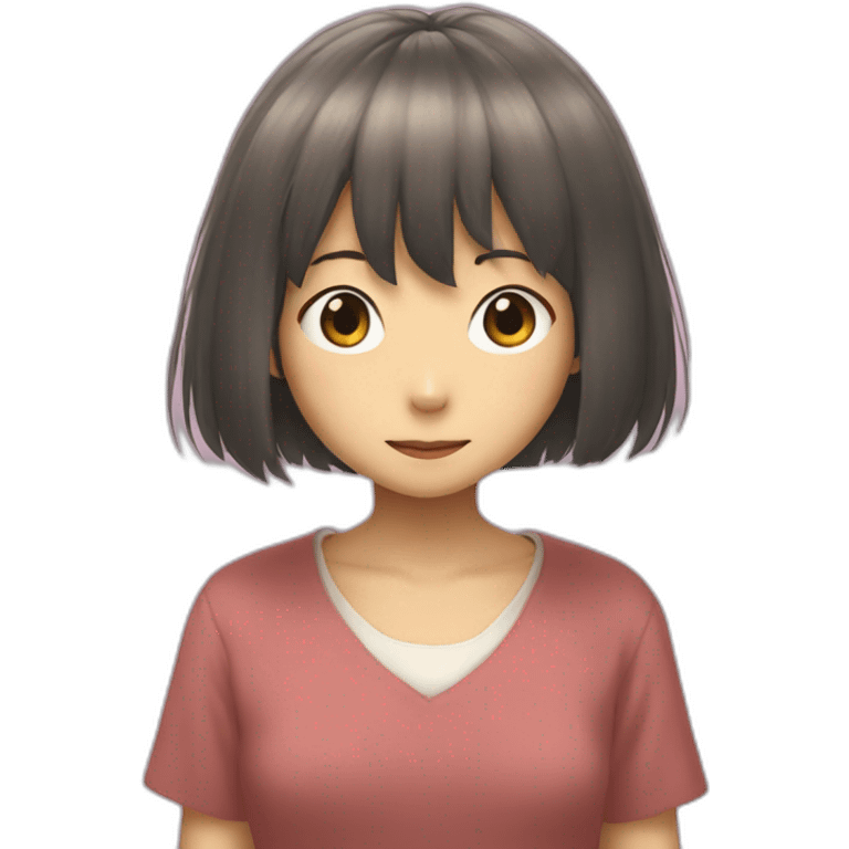 Chihiro from Spirited away with totoro emoji