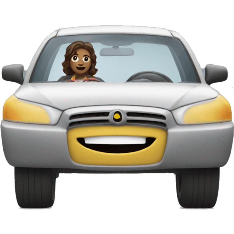 Fiona with car driving emoji