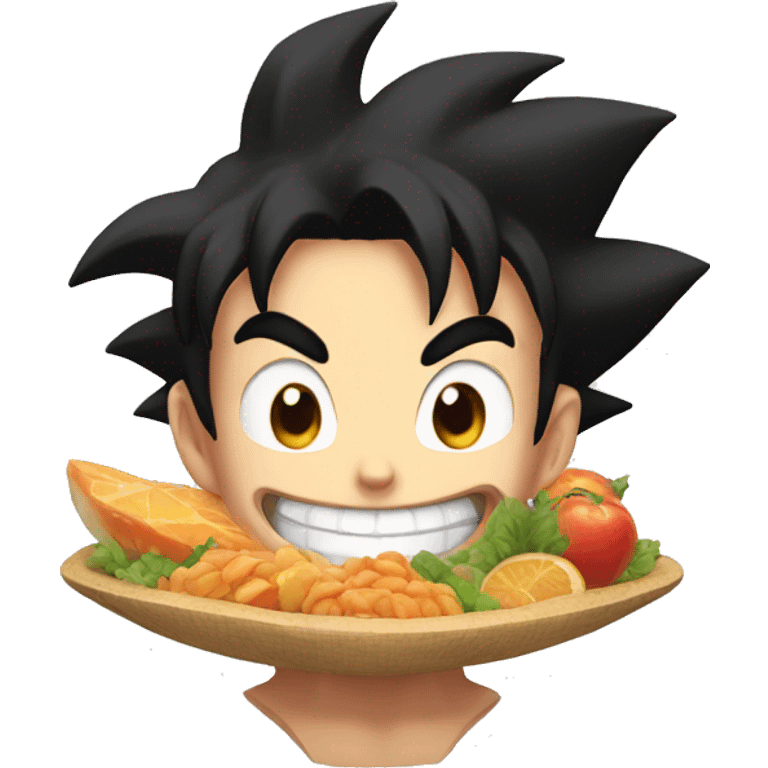 goku with a mouth full of food emoji