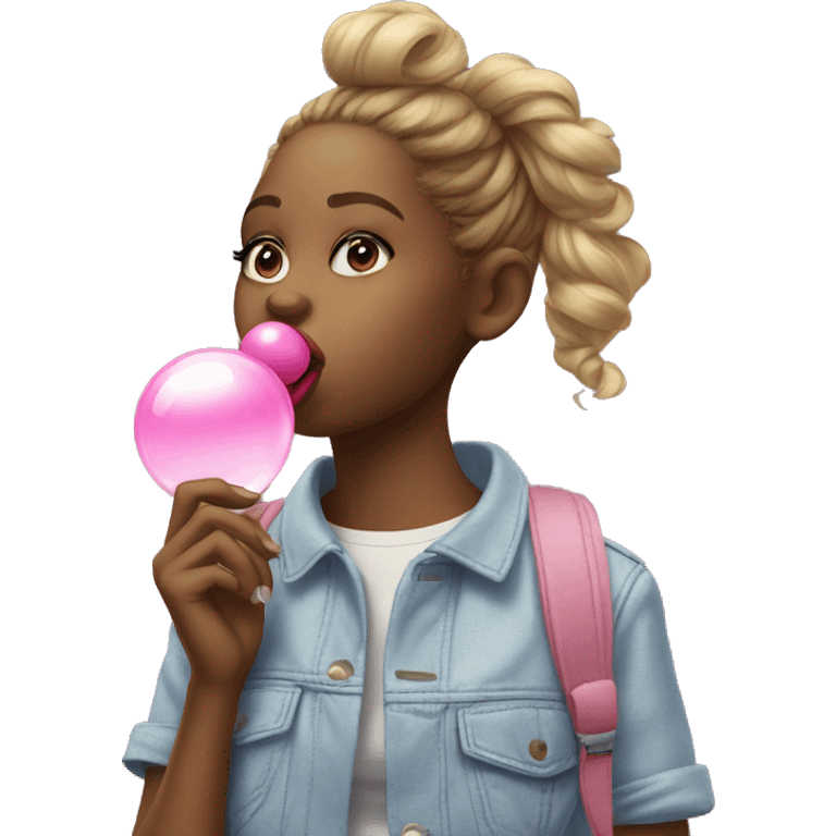 cool girl blowing a bubble gum emoji