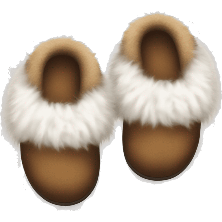 Fluffy slippers with brown and white fluff emoji