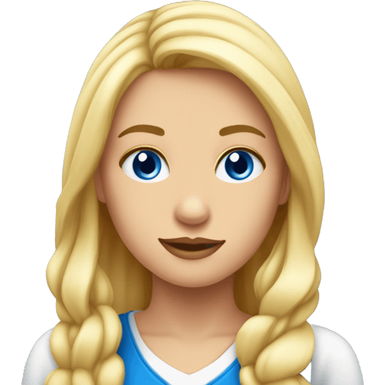 una chica rubia, pelo largo y liso, con ojos azules y piel blanca emoji