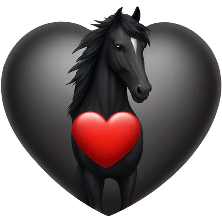 Black Horse centered within a red heart emoji