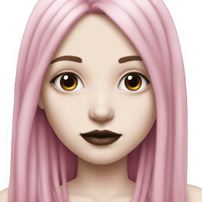 Hyperreal pale skin emo girl with long pink and black hair emoji