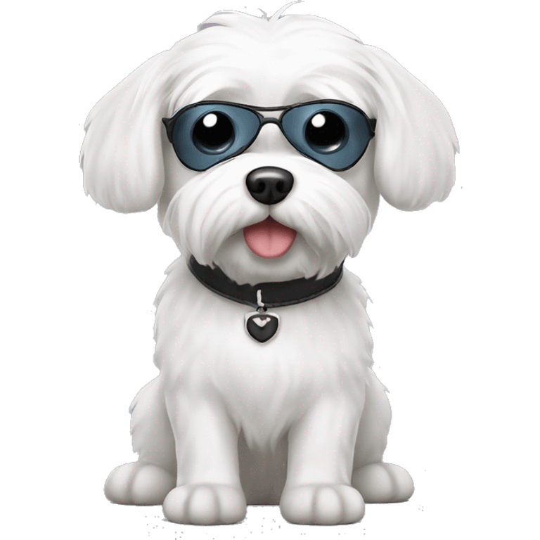 White Maltese dog with eye patch  emoji