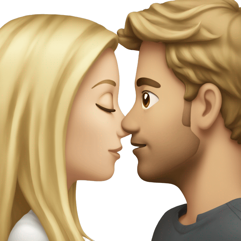 White guy brown hair kissing a blonde white girl emoji