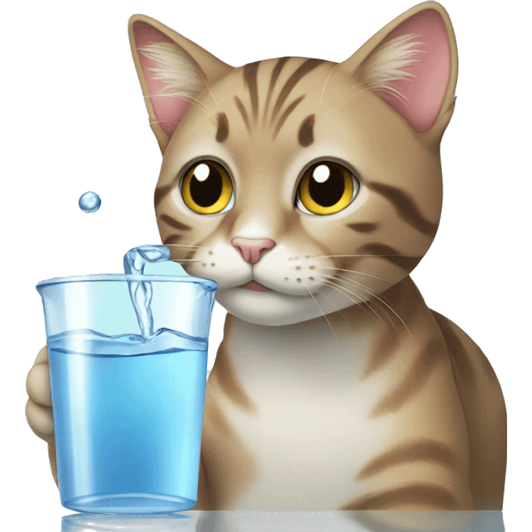 Cute cat drinking water emoji