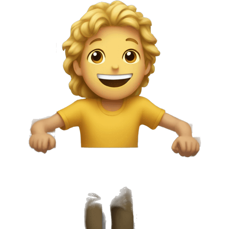 boy in balcony with smile emoji