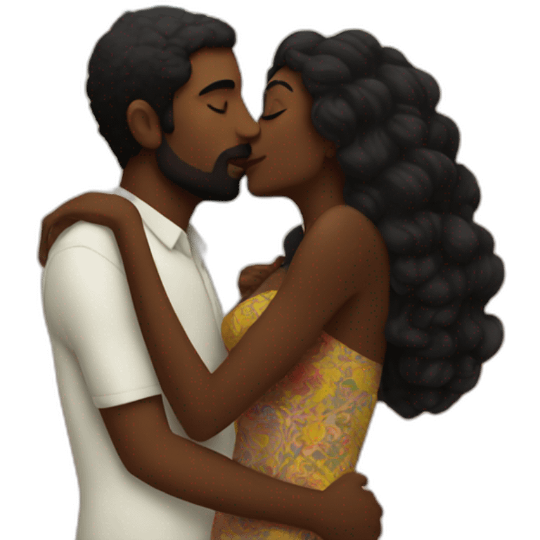 sicilian man kissing a black woman in a party emoji