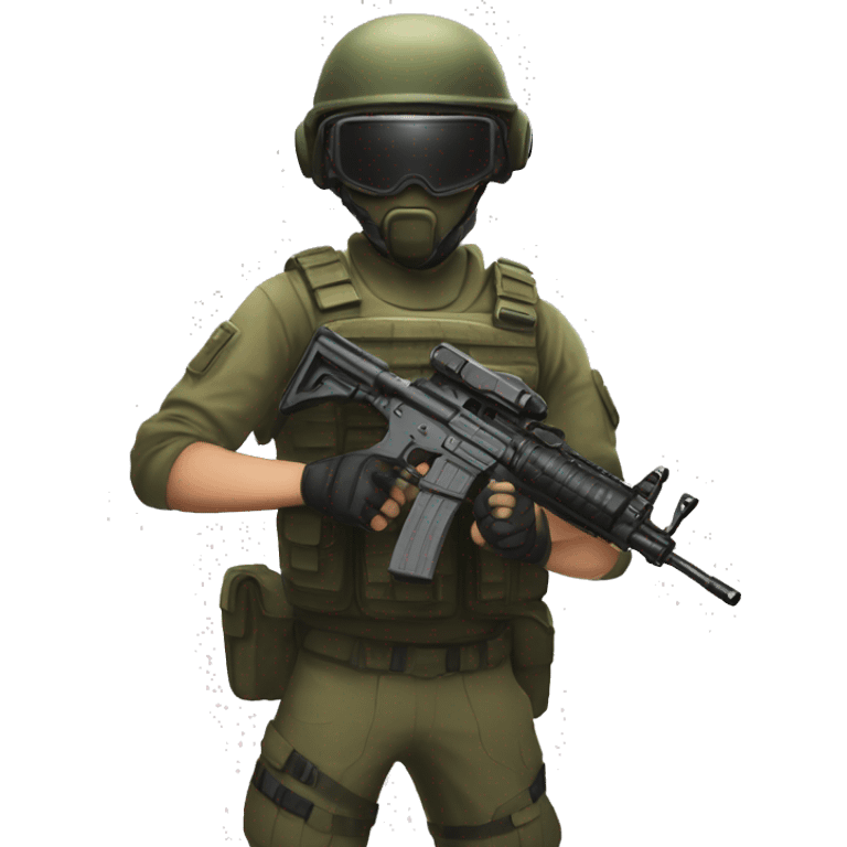 A counter strike commando holds a rank plate in his hands emoji