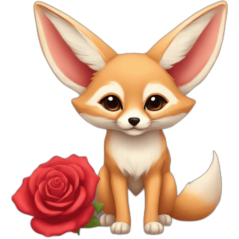 Red fennec with rose emoji