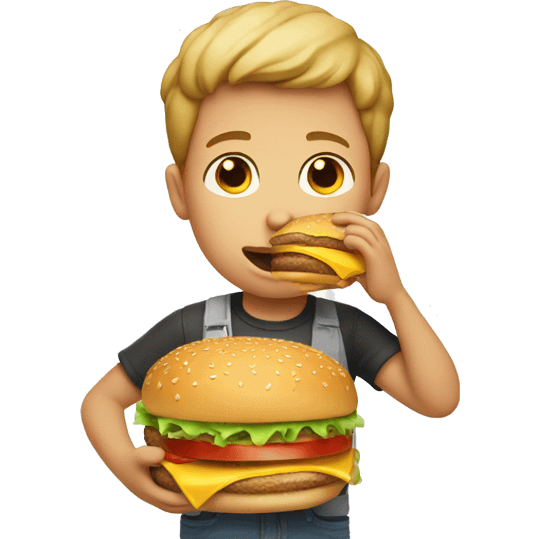 Boy eat burger emoji