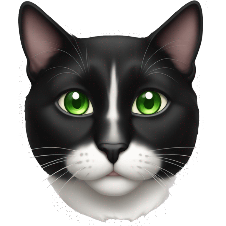 black and white tuxedo cat with green eyes  emoji