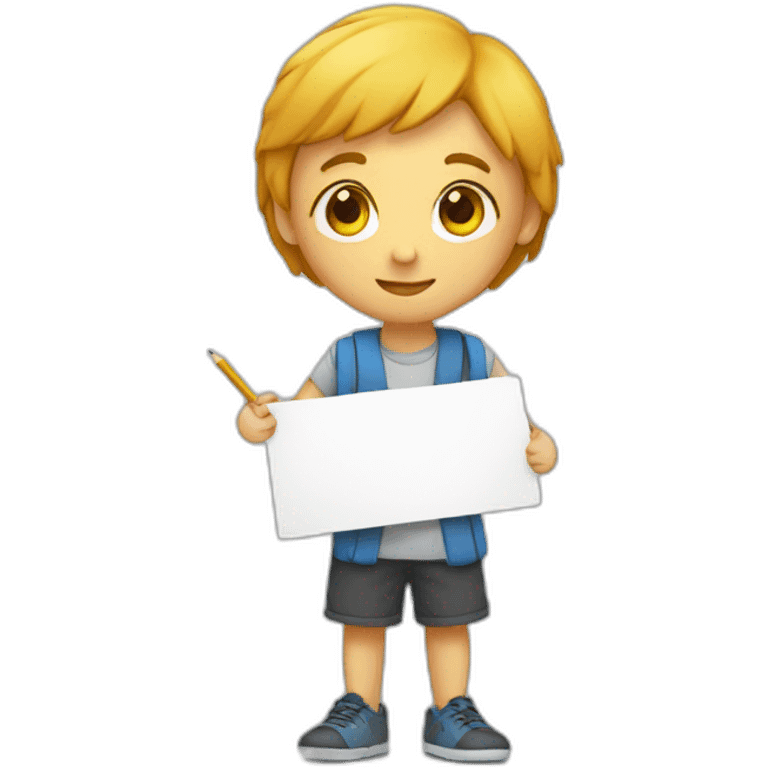 Student holding rectangle paper with pencil emoji