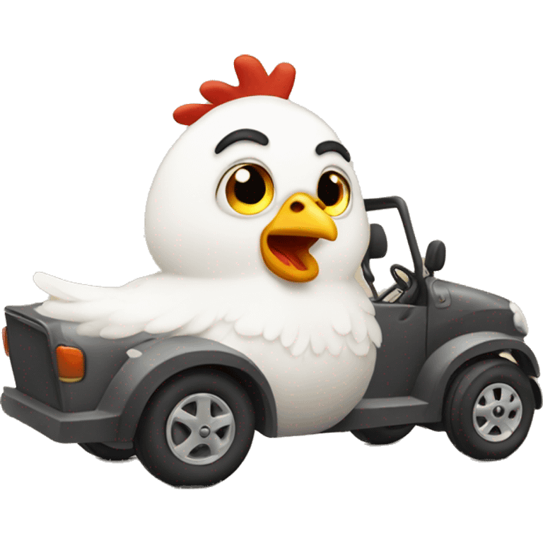 chicken driving emoji