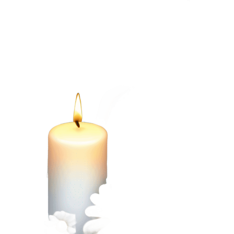 Candle, white angel wings, flowers emoji