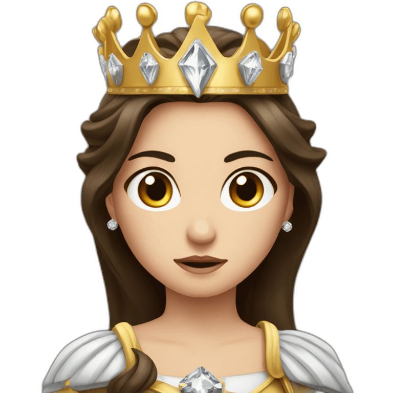 furious long straight-haired brunette princess with a big crown with diamonds emoji