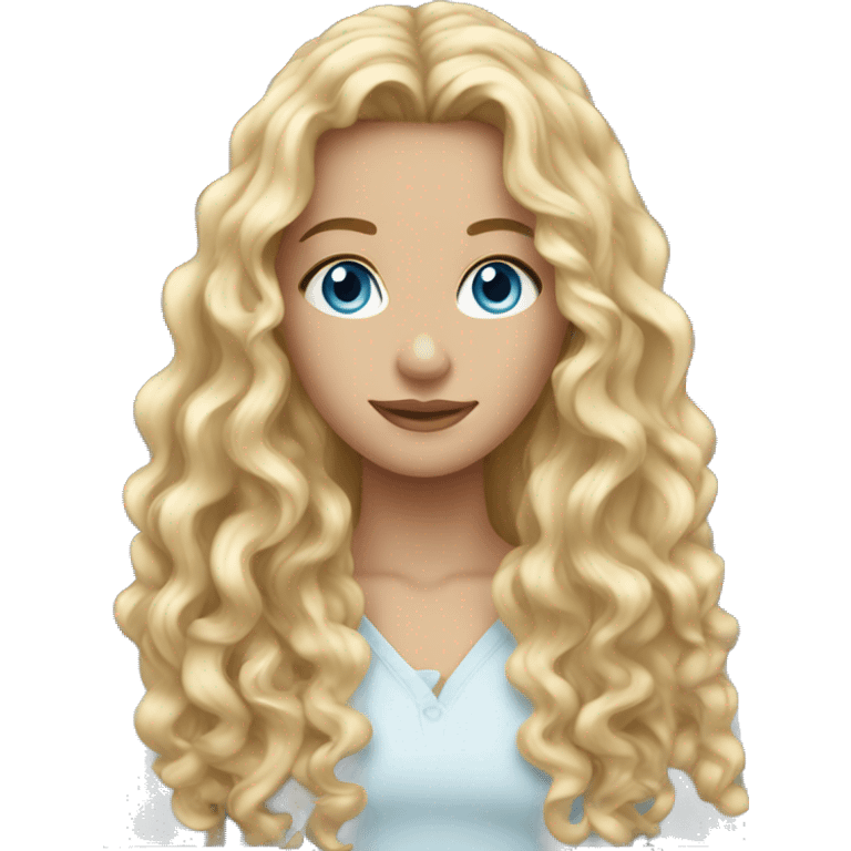 beautiful girl with long curly blonde hair and blue eyes emoji