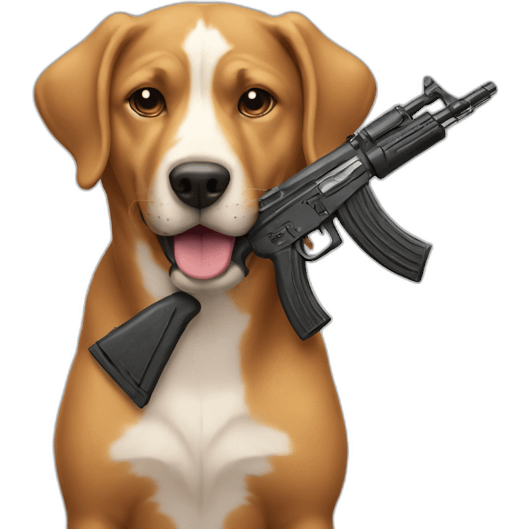 Dog holding ak emoji