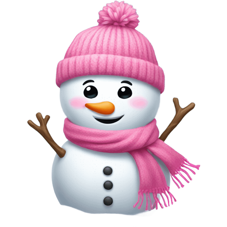 cute snowman with pink scarf emoji