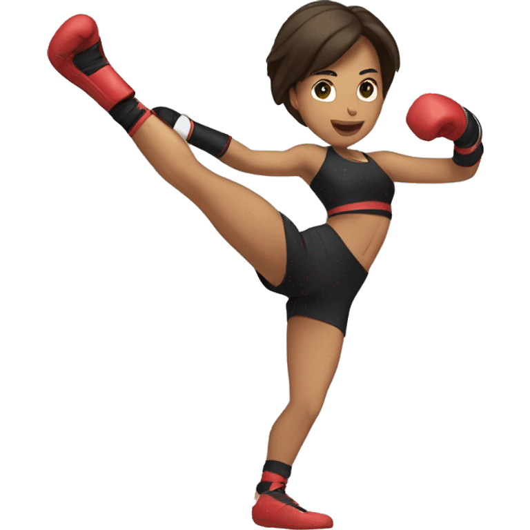 brunette Woman kickboxing with leg in the air emoji