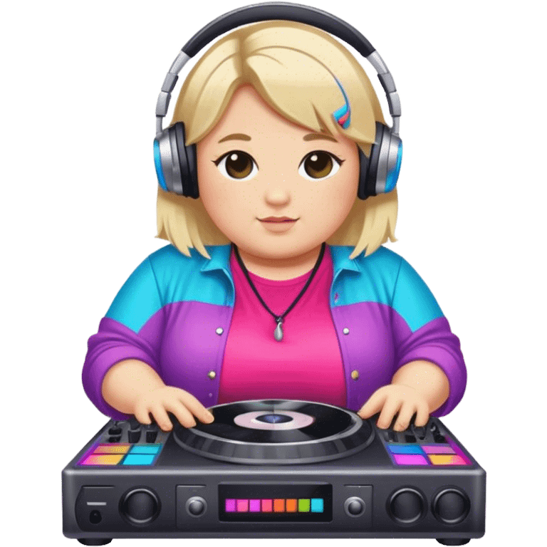 blond chubby dj in colorful outfit emoji