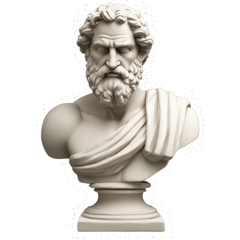 Ancient Greek King Odysseus Statue Thinking with Hand on Chin, Bust only, Off white emoji