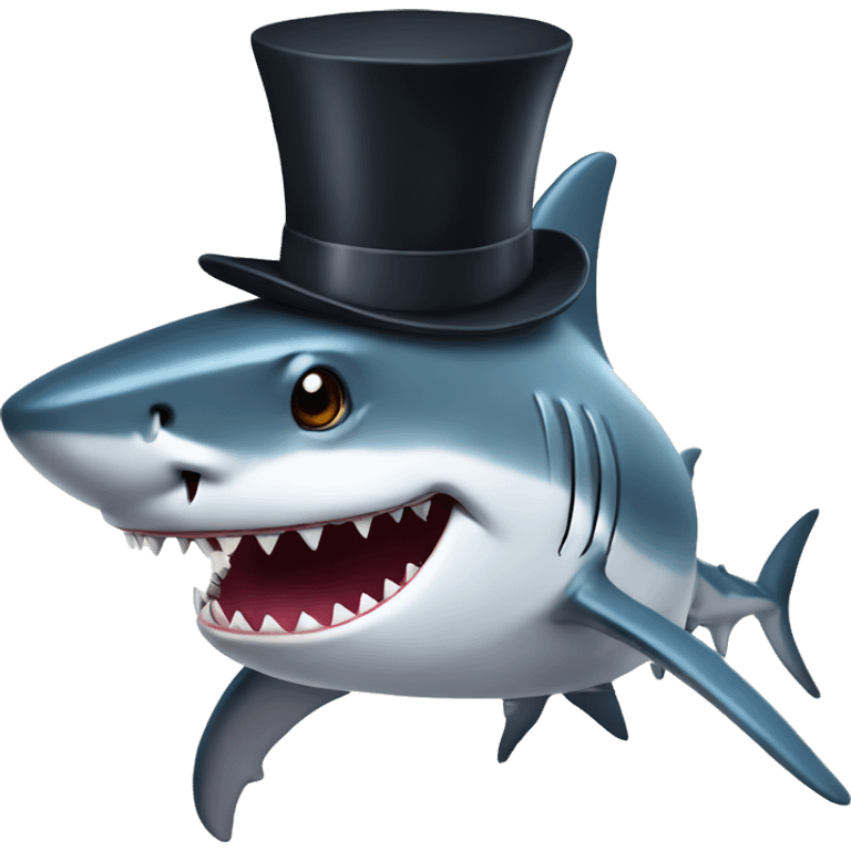 Shark with a top hat emoji