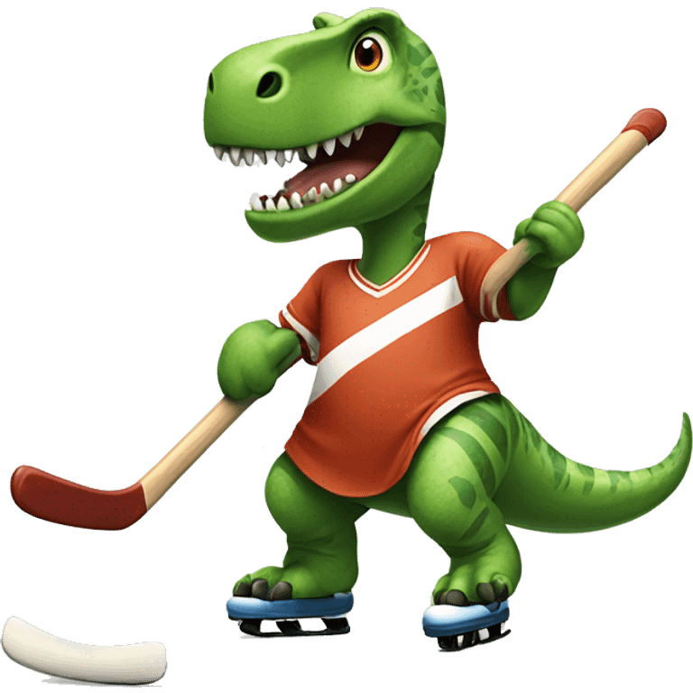 Dinosaure playing hockey emoji