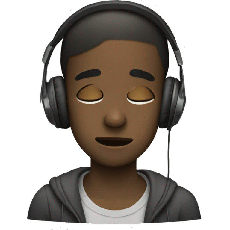 boy crying with headphones on emoji