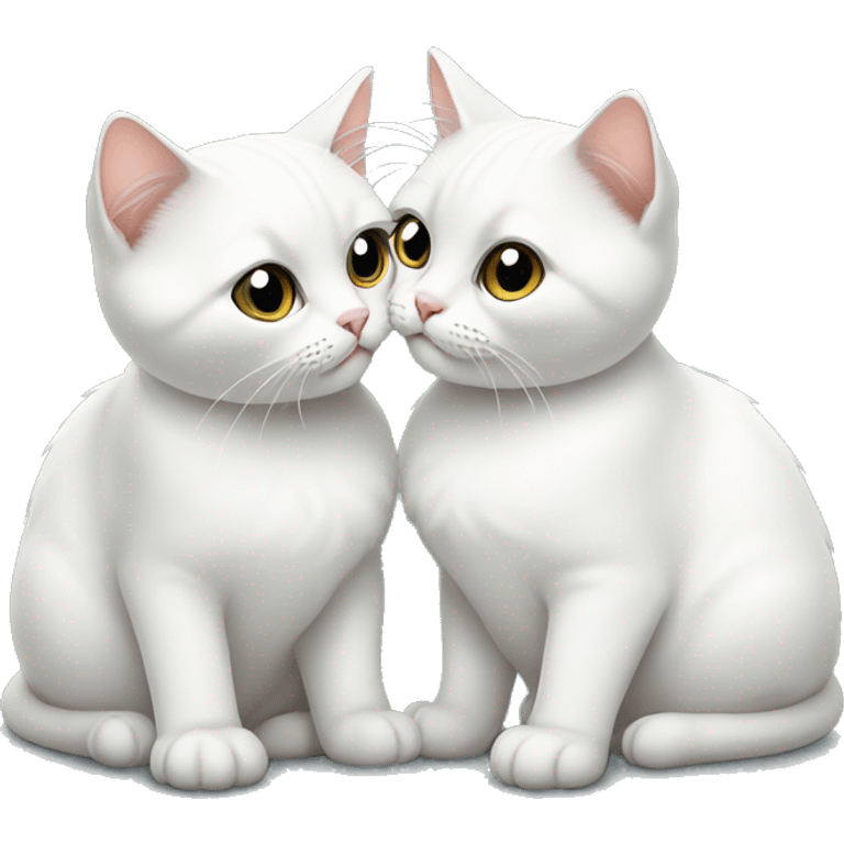 Two white British cats are kissing  emoji