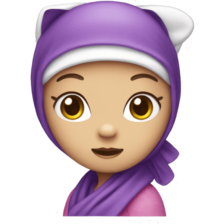 hello kitty wearing a purple headscarf  emoji