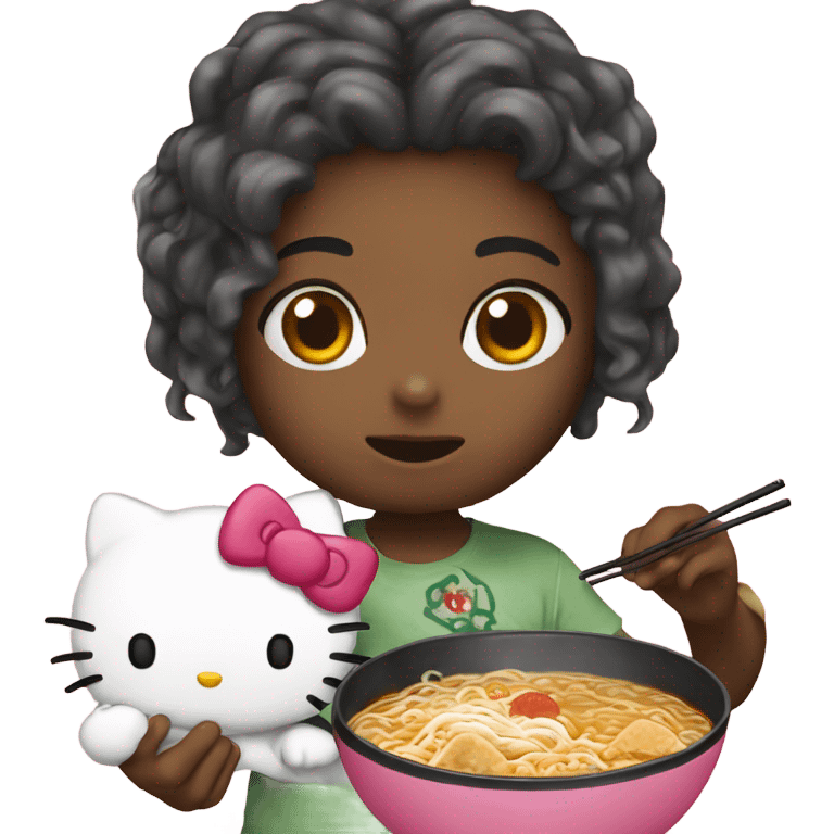 Hello kitty eating Ramen emoji