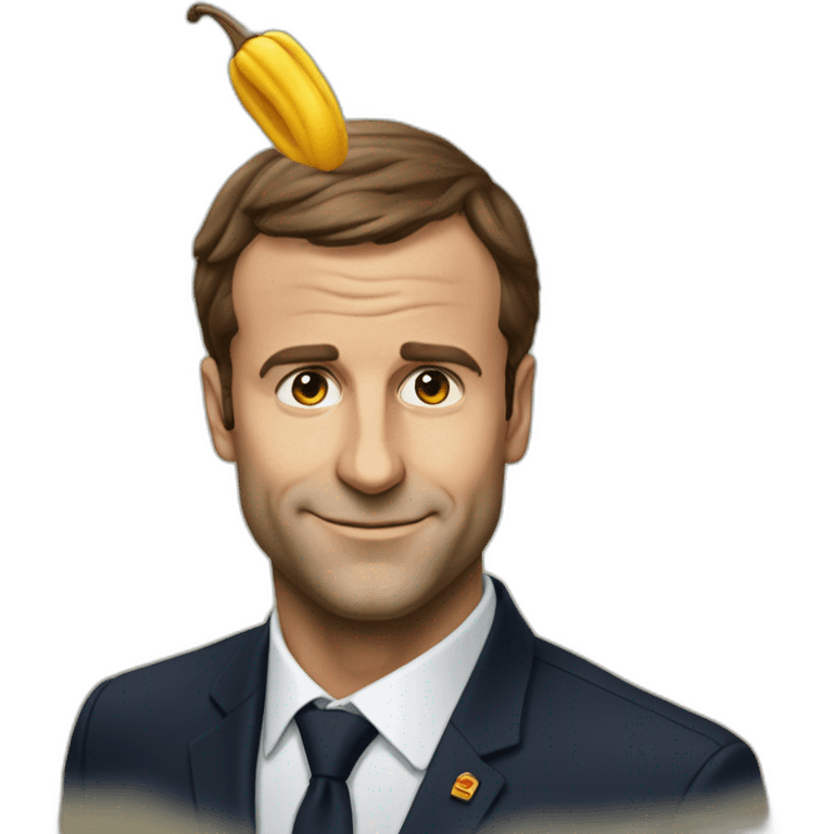 Macron avec une corne emoji