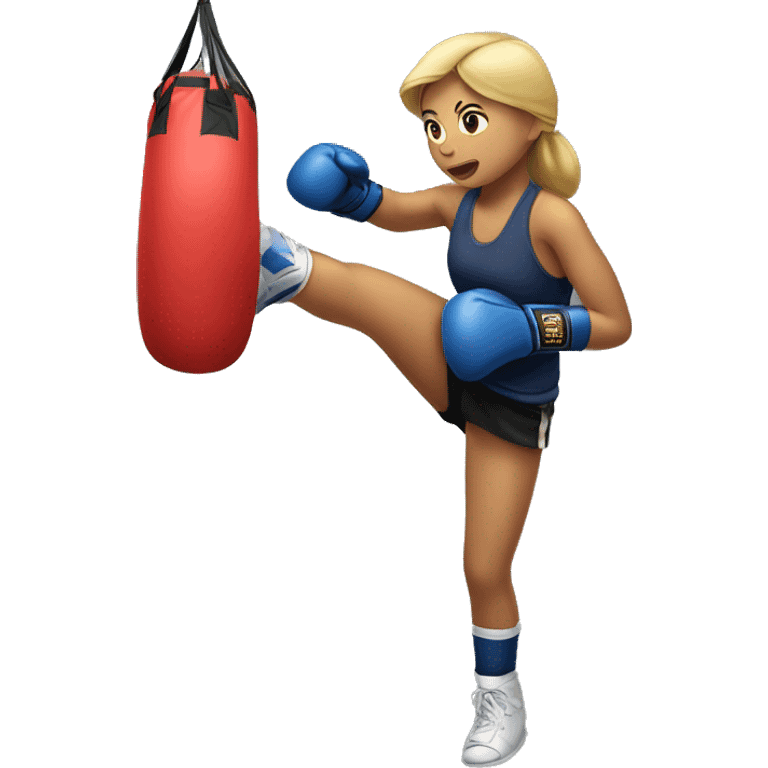 girl punching a muay tai boxing bag emoji