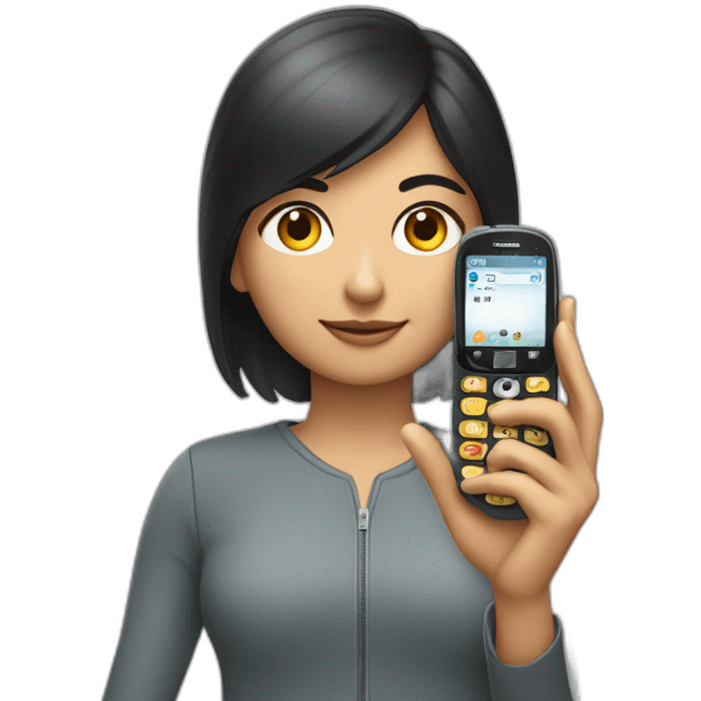 Morena con telefono motorola con numero en la mano emoji