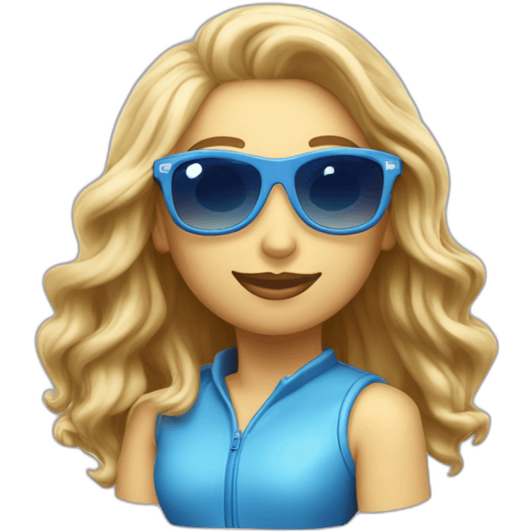 Blue car sport cabrio grils sunglasses emoji