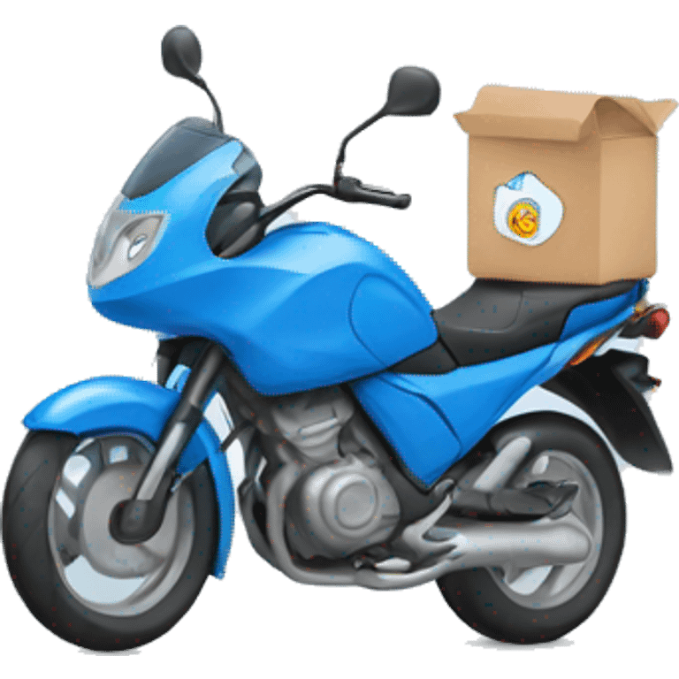 blue Moto delivering water bottles emoji