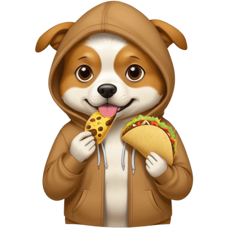 dog wearing hoodie eating a taco emoji