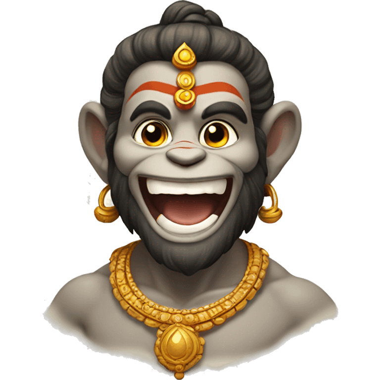 Hanuman with his gadha and smiling face emoji