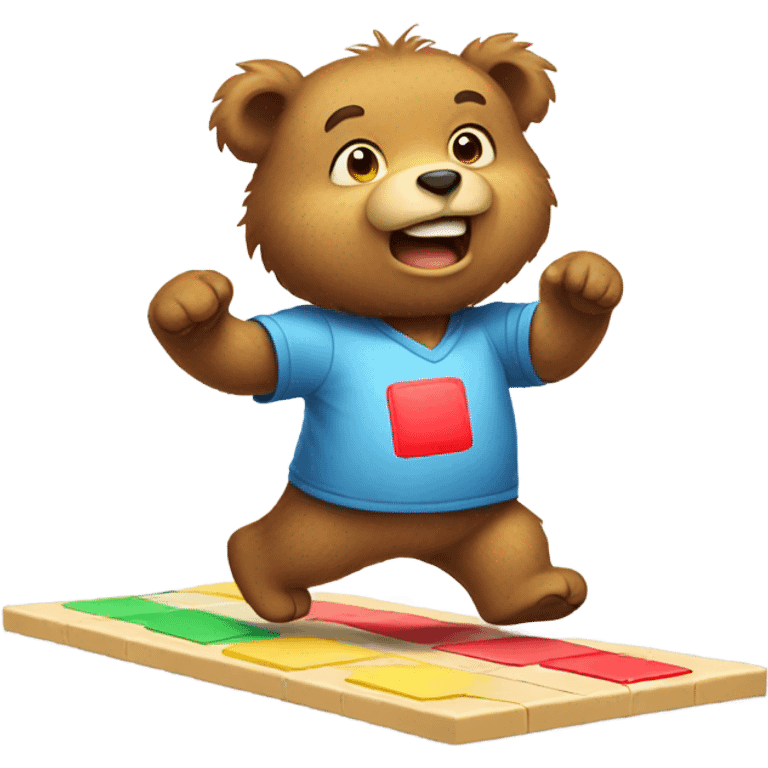 bear playing hopscotch  emoji