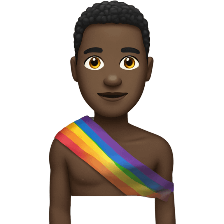 Black man wrapped in a pride flag emoji