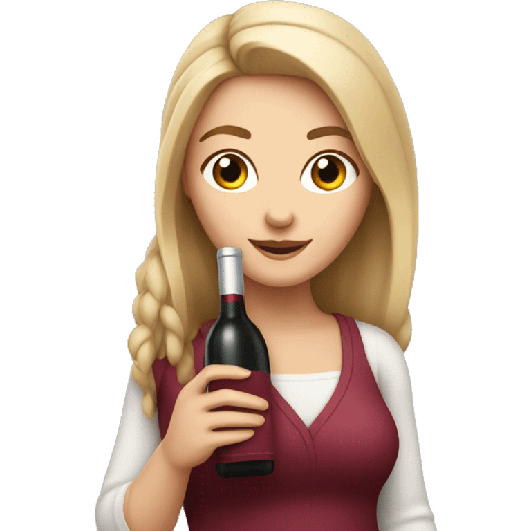 White Girl with a bottle of wine in hand emoji