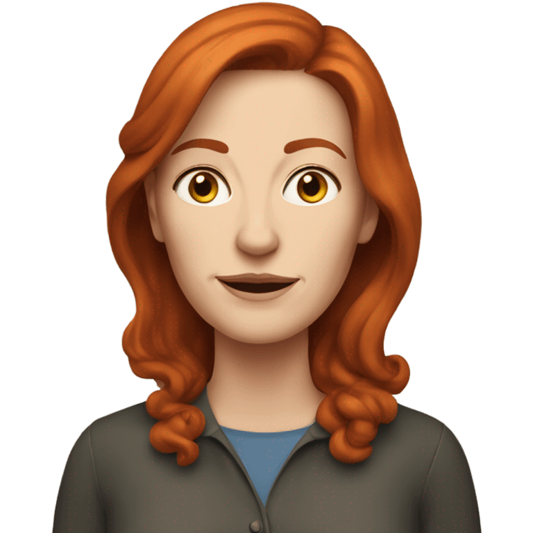 white woman, middle-aged, red hair, julie michel emoji